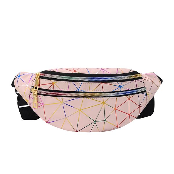 

waist bags holographic women pink silver fanny pack female belt bag black geometric packs laser chest phone pouch