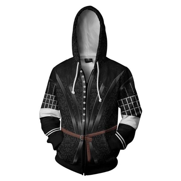 

йеннифэр из венгерберга косплей hoodie 3d печать zipper толстовка мужчины женщина толстовка hood pullover, Black
