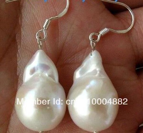 

envÃ­o gratis 0014 inusual blanco keishi keshi perla barroca pendientes de gancho de plata 925, Silver