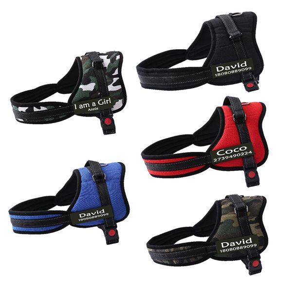 

5 colors 5 sizes dog personalized harness nylon small medium large dogs pet name chest vest dog harness for walking