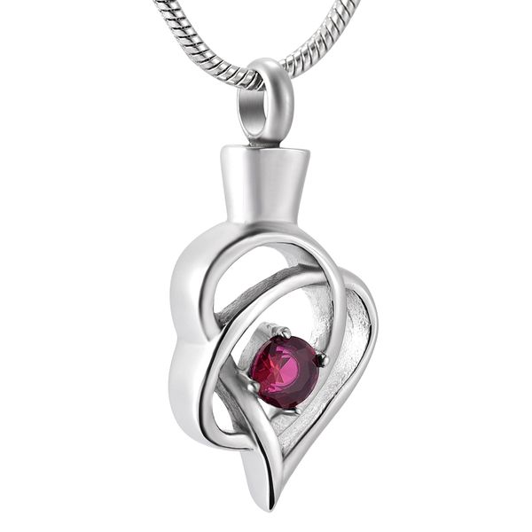 

lkj9936 red stone inlay funeral urn ashes holder men women cremation jewelry stainless steel casket urn lockets, Silver