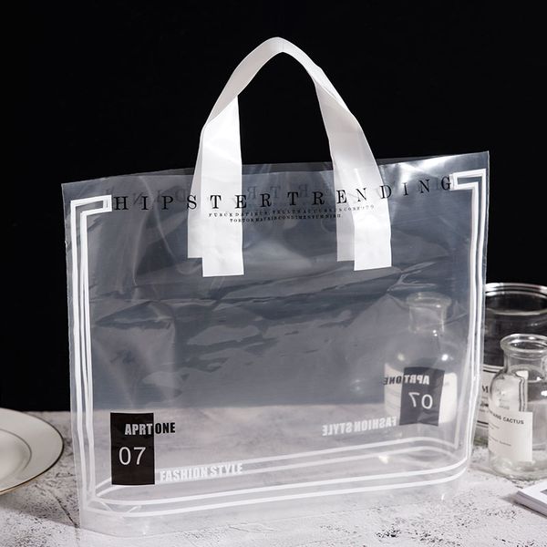 

50pcs/lot plastic gift bag cloth storage shopping bag with handle party wedding plastic candy cake wrapping bags clear pouches