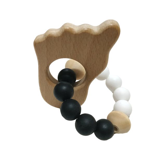 

natural wooden food grade beech wood animal silicone beads baby teether bracelets nursing toys gift newborn shower gift