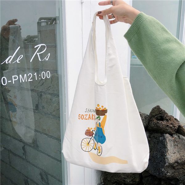 

shopping bag fashion women canvas tote bags cartoon handbag shoulder bags