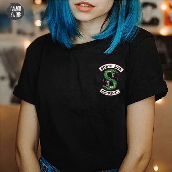 

summer riverdale t shirt plus size fashion tee female serpents jughead southside tshirt harajuku streetwear black t shirt, White
