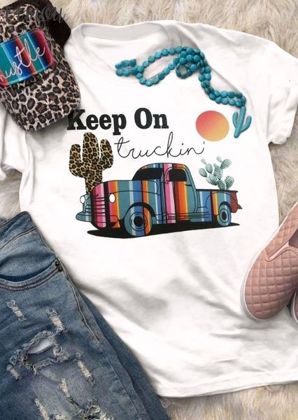 

on female t vogue summer white harajuku shirt keep truckin tshirts women femme cactus print tee plus size style ccign, White;black