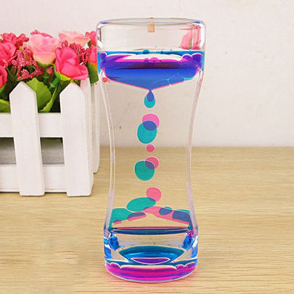 

floating color mix illusion liquid ornament visual acrylic liquid desk hourglass timer timer oil slim clock motion