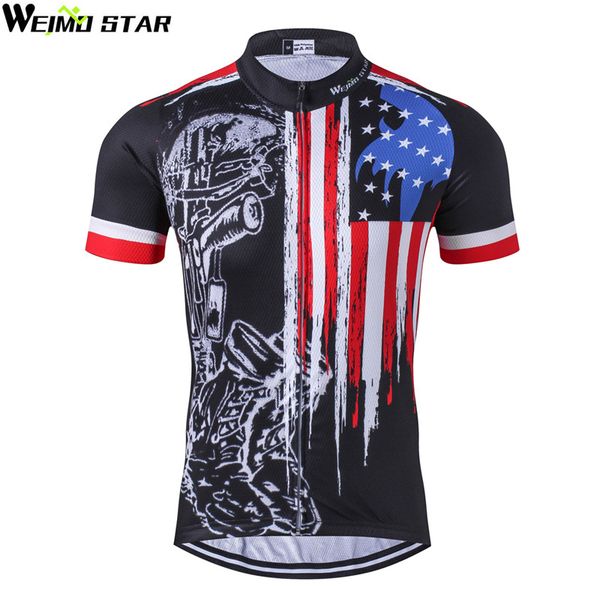 

weimostar 2020 breathable usa cycling jersey men summer racing sport cycling clothing short sleeve mtb bicycle bike jersey shirt, Black;red
