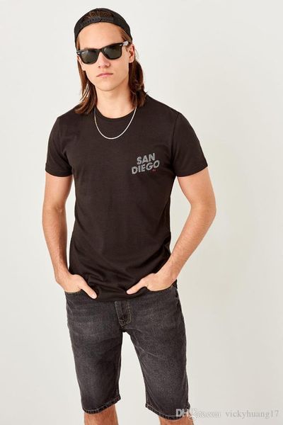 

trendyol black men 's printed t shirt tmnss19gm0026, White;black