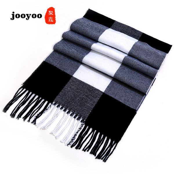 

new autumn and winter england plaid scarf men cashmere warm scarf scarves thick tassel jooyoo, Blue;gray