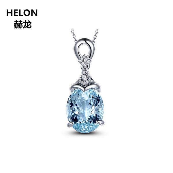 

100% natural diamonds pendant solid 14k white gold natural sky blue z women pendant fine jewelry, Silver
