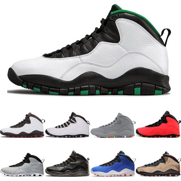

new arrival 10 10s seattle jumpman basketball shoes gs fusion red chicago cement im back steel grey mens sport sneakers trainers 713
