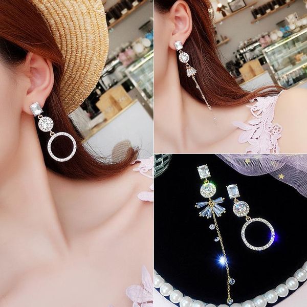 

2020 designer current temperament female earrings cold wind super fairy fashion personality simple net red tassel pendant earrings, Silver