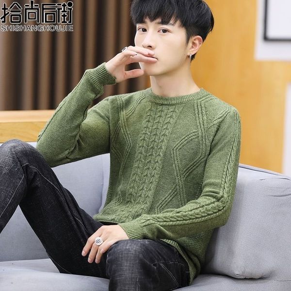 

ng backstree style for autumn and winter men's slim style in korean version fashion round neck bottoming sweater, White;black