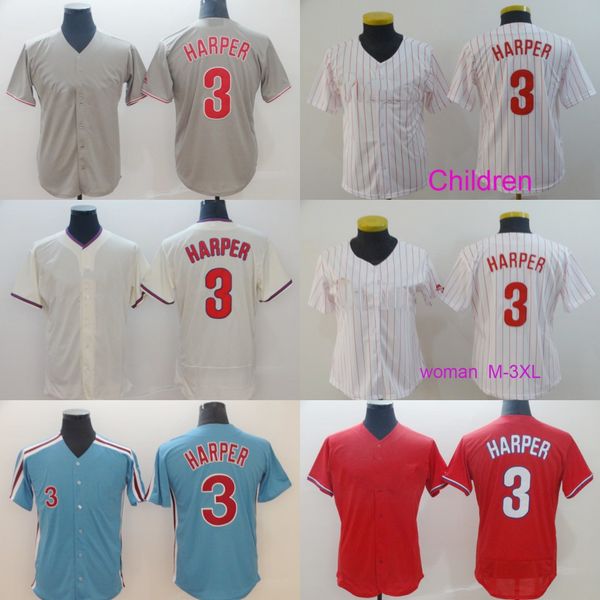 

3 Bryce Haper New style Phillies Jersey Blue white Cream Red Grey Flexbase Cool Base baseball Philadelpha Jerseys fast shiping