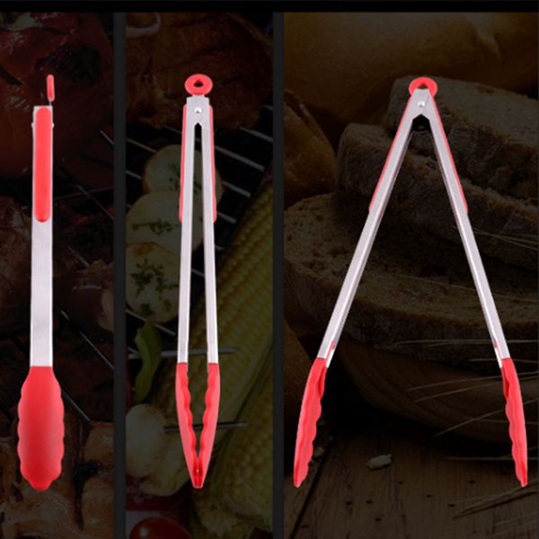 

7/9/12/14/16 дюйм heavy duty замок из нержавеющей стали bbq кухня щипцы с силиконовыми накладками антипригарное приготовление льда сахар пор