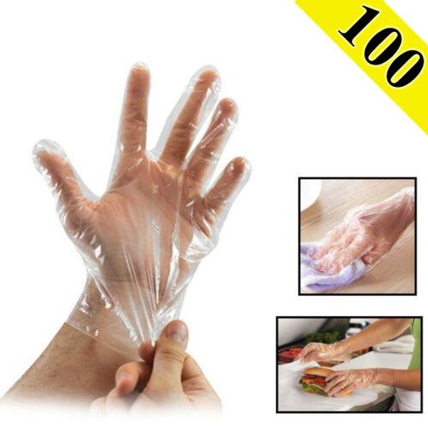 

100шт (50 пар) одноразовые пластиковые перчатки пищевая чистка питание защитная рука