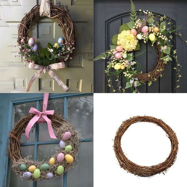 Vine Wicker Garland Hanging Round Heart Wreath Rattan DIY Xmas Wedding Decor