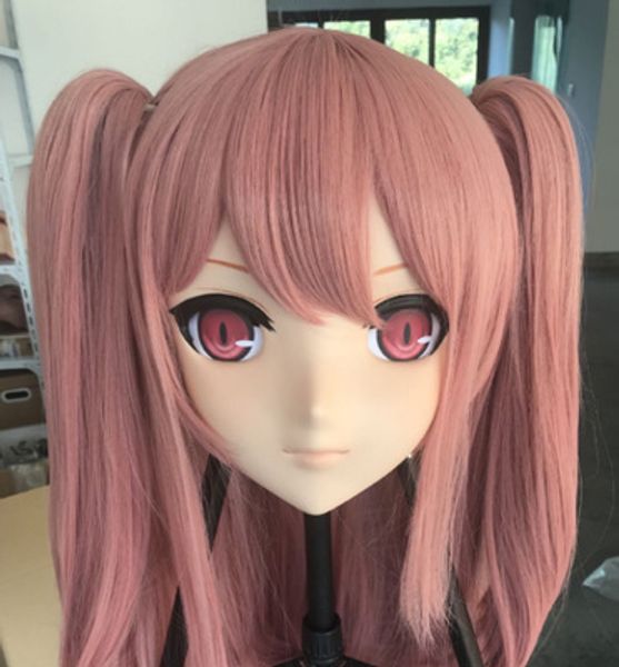 

lili mask-25) сладкая девушка смола маска для головы kigurumi косплей японская ролевая игра аниме-силиконовая маска kigurumi кроссдрессер к, Black;red
