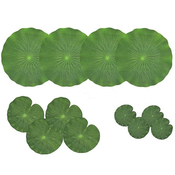 

12pcs artificial simulation lotus leaves floating foam lotus leaves water lily pads ornaments fish pond pool aquarium garde