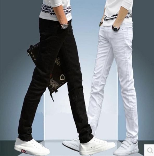 

2019 cholyl men's skinny jeans white black denim jeans new fashion men pencil pants slim men skinny long, Blue