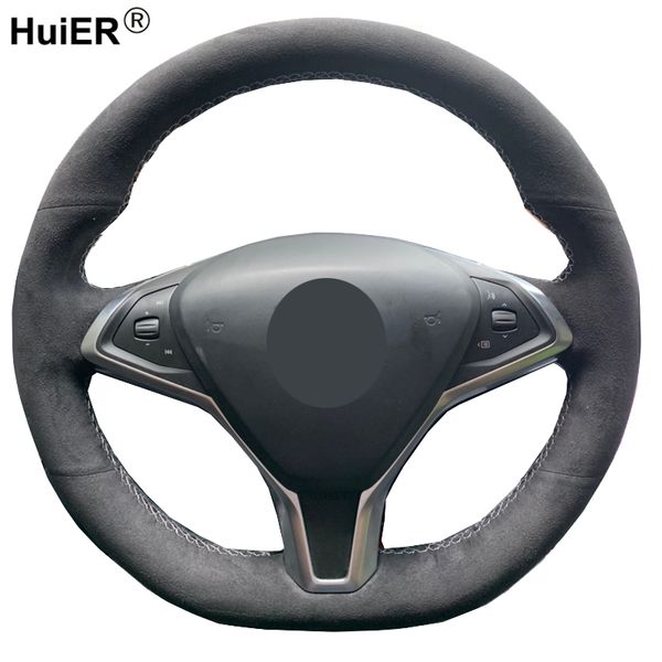 

diy hand sewing car steering wheel cover suede cow leather for model s model x braid on the steering wheel car accessories