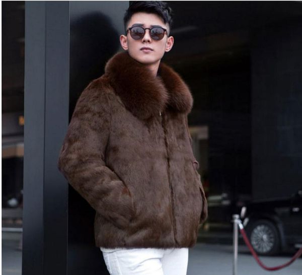 

men's leather & faux s/6xl mens imitation fur jackets large size black/coffee male stand collar fake outwears winter autumn clothes k51