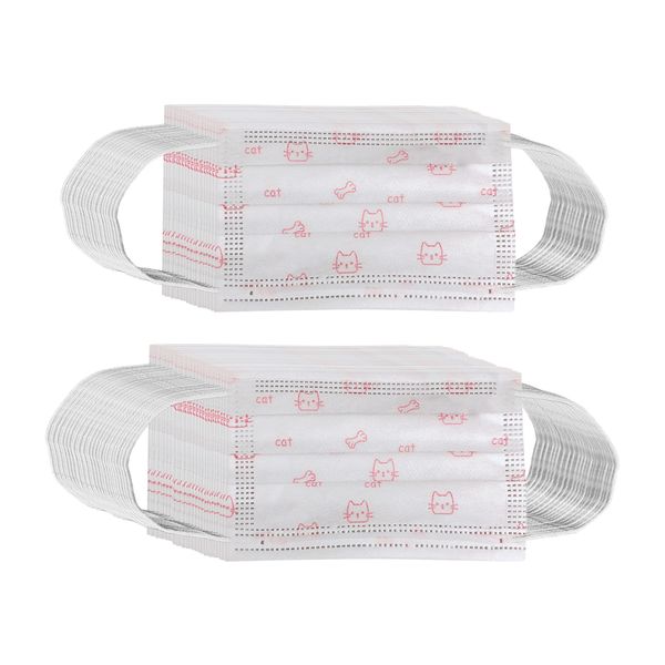 

pack of 50 kids 3 ply mouth cover mask protection dustproof haze pink