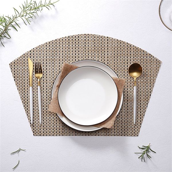 

fan shaped table mat heat insulation pure color meal mats western restaurant anti skid waterproof pads novel 4 47xj l1
