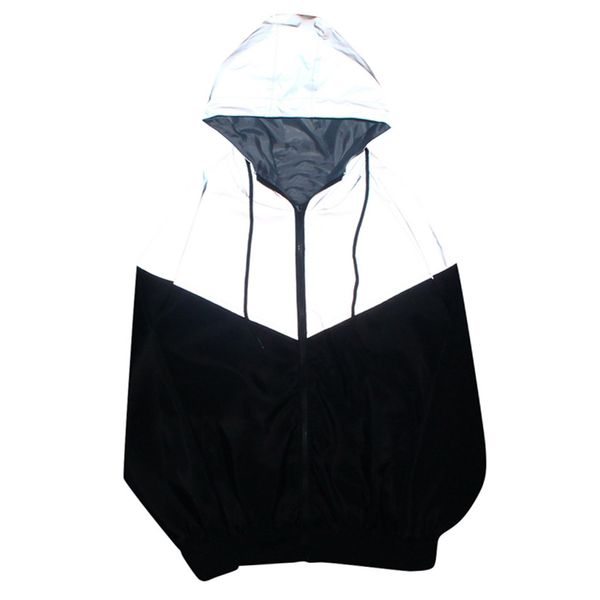 

feitong reflective hoodies jacket men women harajuku windbreaker coat hooded streetwear jaqueta masculina, Black;brown