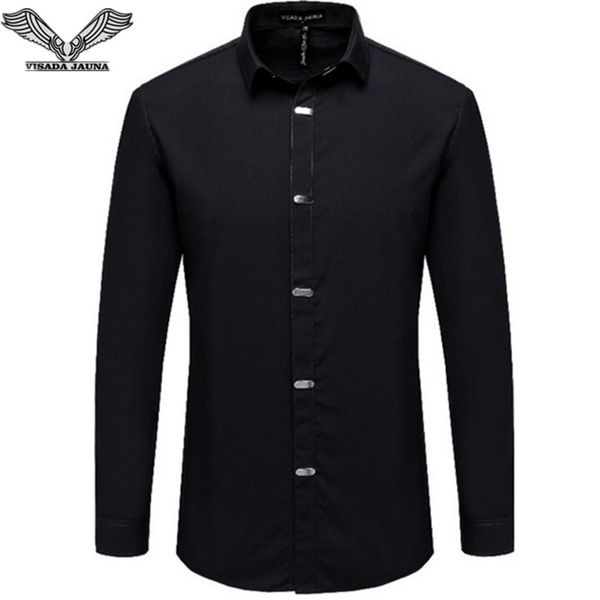 

Visada Jauna Men 'S Shirts 2017 Autumn New Arrival British Style Casual Long Sleeve Solid Male Business Slim Fit Shirt 4xl N511