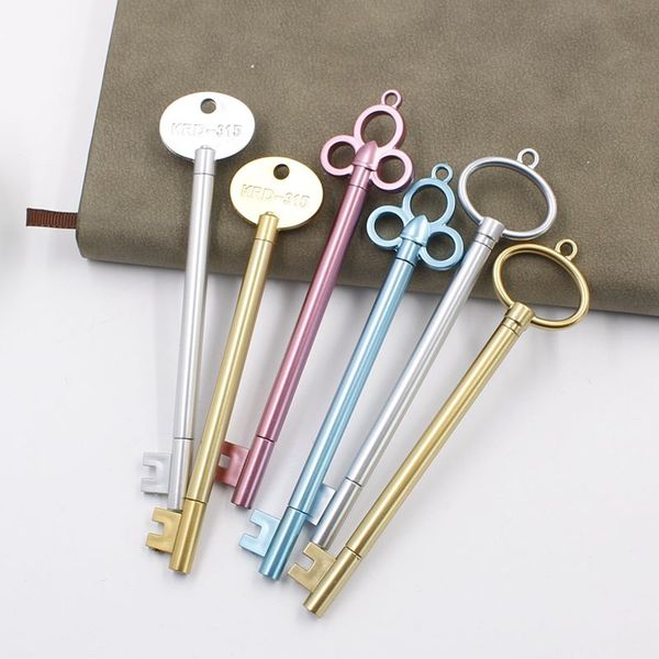 

6 pcs/lot creative golden key neutral pen kawaii stationery pens material plastic office school supplies papelaria kids gifts