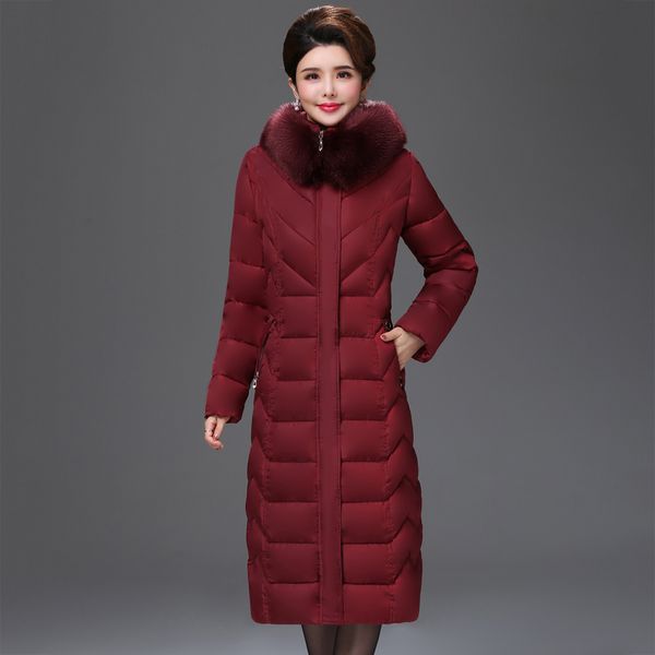 

plus size 4xl 5xl 6xl 2019 women winter jacket warm thicken hooded with fur collar female x-long parka down coat high quality, Black