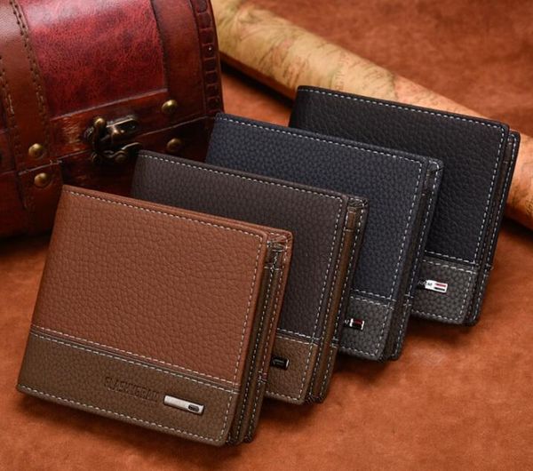 

dhl 50pcs wallet men pu two foldable cross card holder wallet 4colors, Red;black