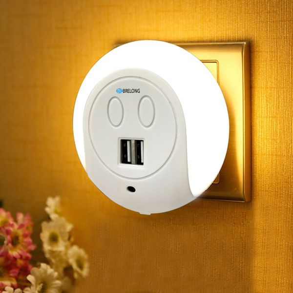 

brelong xc - 016 2 порта usb зарядное устройство / свет-датчик night light