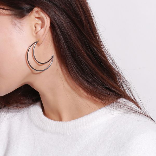 

pzmycs new fashion minimalist style women moon bohemia hollow earrings metal alloy gold vintage hollow wild earrings for women, Golden;silver