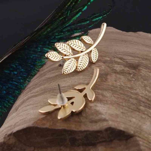 

new stylish leaf shaped earrings ladies fashion minimalist leaves, Silver