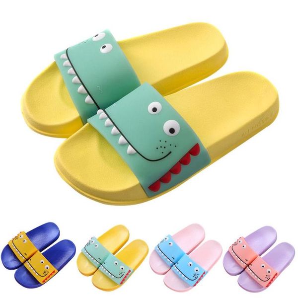 

cartoon dinosaur slippers men&women home indoors slippers cute summer anti slip beach shoes #20, Black