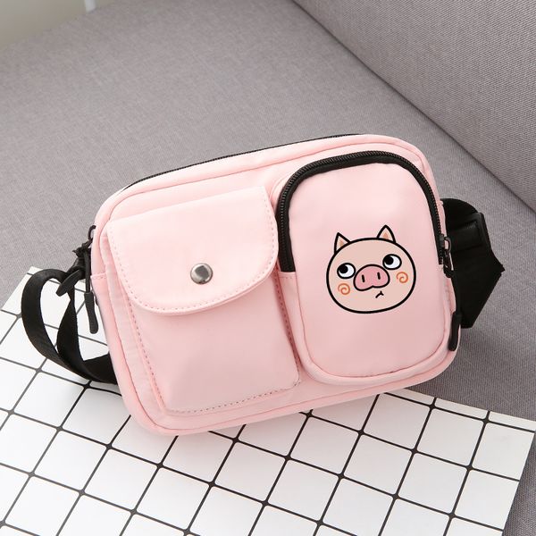 

2019 cute cartoon pig women's men's handbag, mini mobile phone keys cards high capacity bags waterproof shoulder crossbody bag