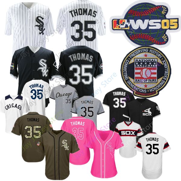 

Chicago Frank Thomas Jersey Hall of Fame 2005 World Series White Sox Jerseys Cool Base Flexbase Home Away Pullover Button Women Youth