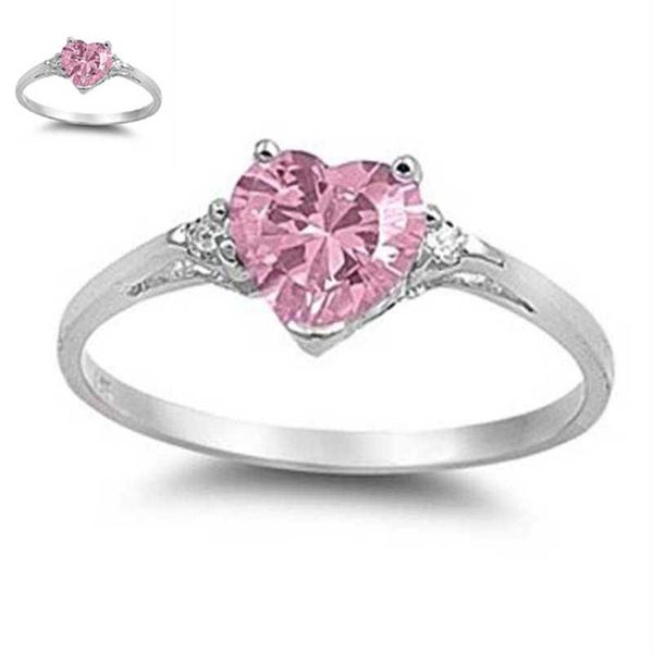 

adorable woman romantic heart shape 1.85ct pink color wedding ring size 6-10jewelry, Slivery;golden