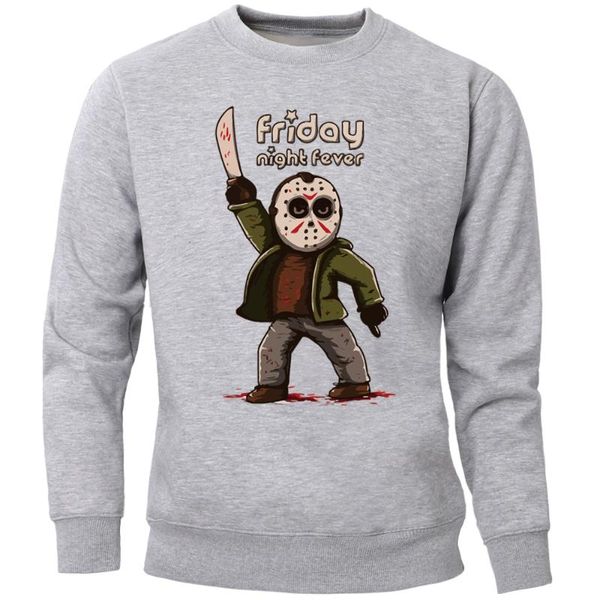 

horror prison friday the 13th hoodies sweatshirt men friday night fever funny crewneck sweatshirts 2020 jumper loose sportswear, Black