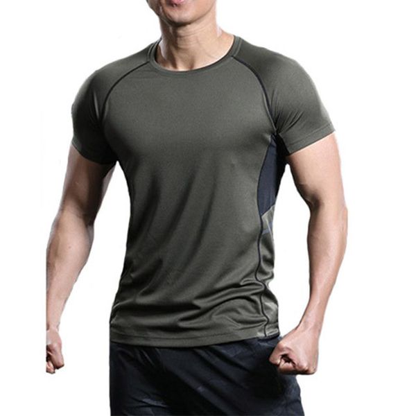 

summer man's quick dry t shirts camping hiking tees climbing fitness sport tshirts running cycling ing, Black;green