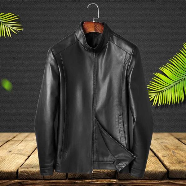 

guaranteed 100% sheepskin men genuine leather jackets winter autumn male pure leather coat jaqueta de couro masculina 2019 m-5xl, Black
