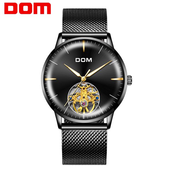 

dom brand men's business watch steel men watch automatic mechanical male wirstwatchwaterproof relogio masculino m-1268bk-1m, Slivery;brown
