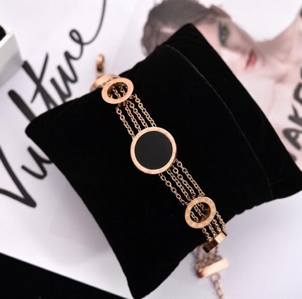 

очарование женщины роскошный дизайн титана стали черный круглый многослойный браслет кольцо кольцо из розового золота ювелирные изделия горя, Golden;silver