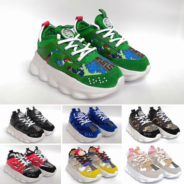 

luxury chain reaction kids sneakers italy designers jungle print black accessories thick bottom boys girls casual shoes size 28-35