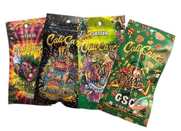 

empty calicarts vape cartridge packaging bag 1 gram cali carts resealble zipper pouch retail package e cigarette accessories