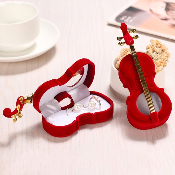 

violin ring holder luxury jewelry box earrings case organiser romantic wedding engagement necklace storage rack bump
