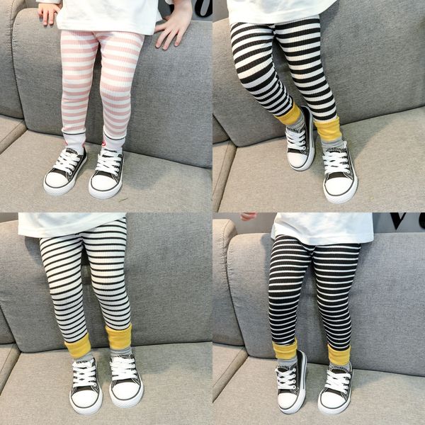 

tight tight pants children's tights wear girl's pants 2019 autumn children's thick and thin stripe all-match leggings, Blue